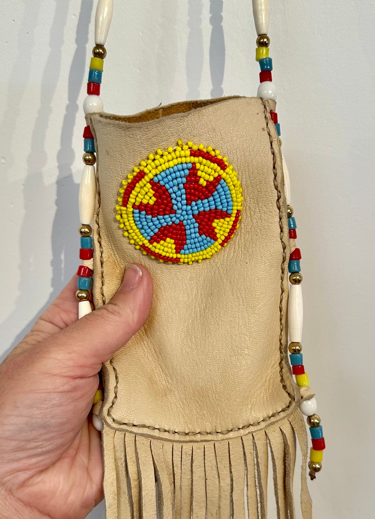 Beaded Leather Pouch