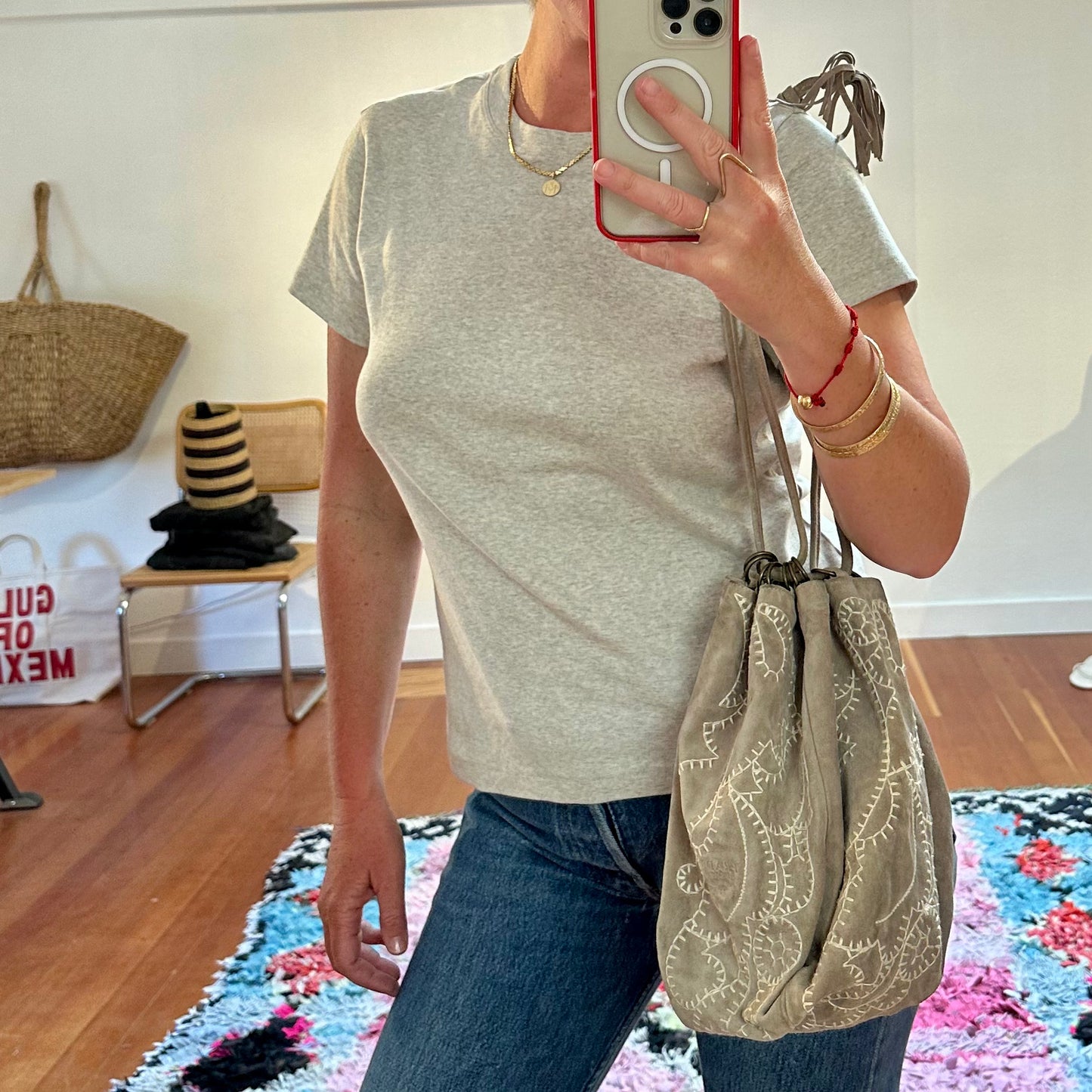 Prada Suede Drawstring Bag