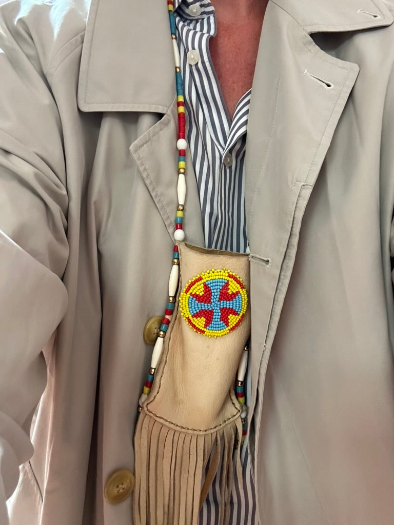 Beaded Leather Pouch