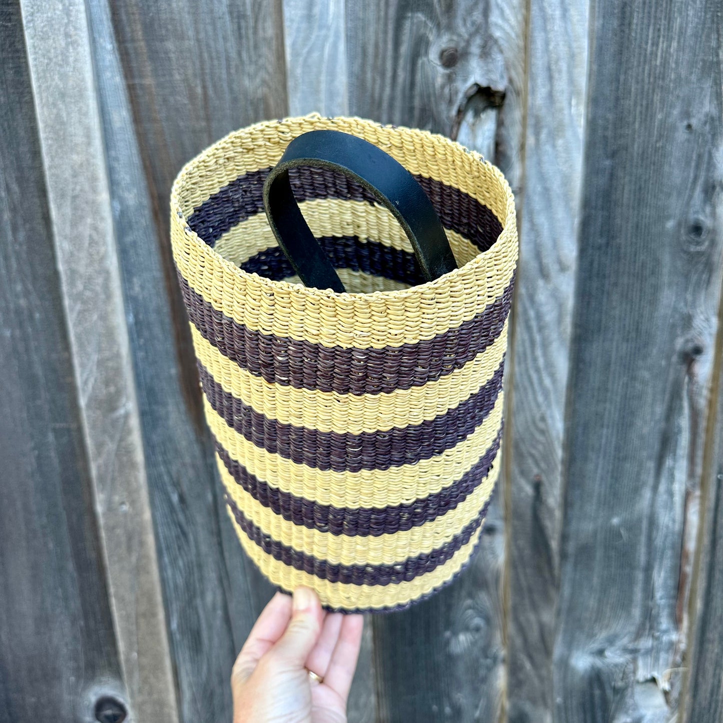 Ines Bressand Striped Woven Top Handle Bag