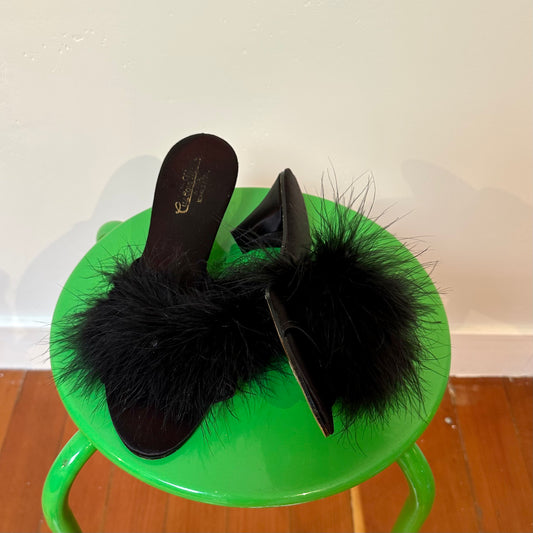 Satin Feather Slides