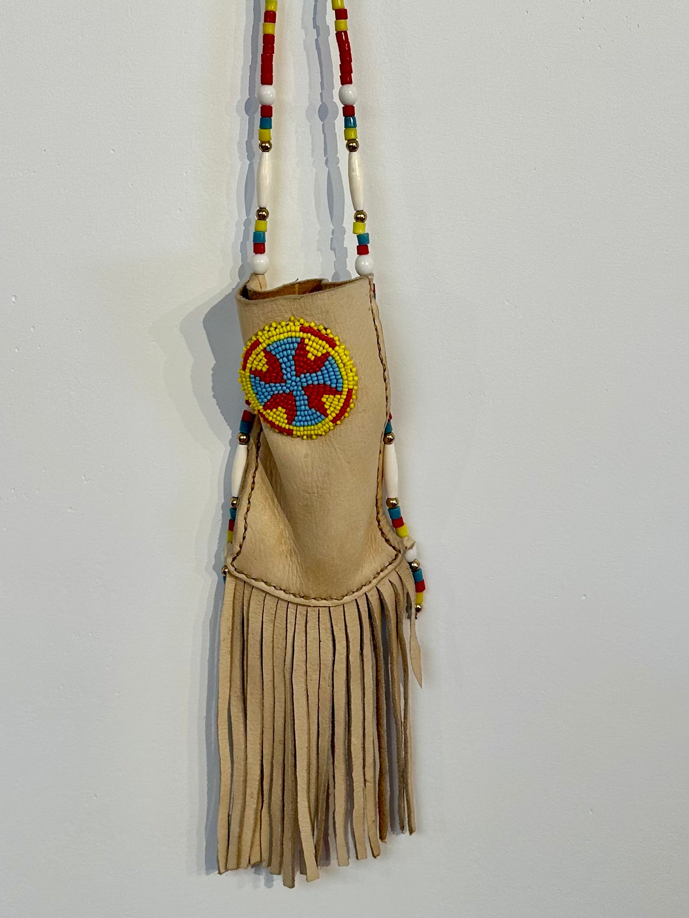 Beaded Leather Pouch