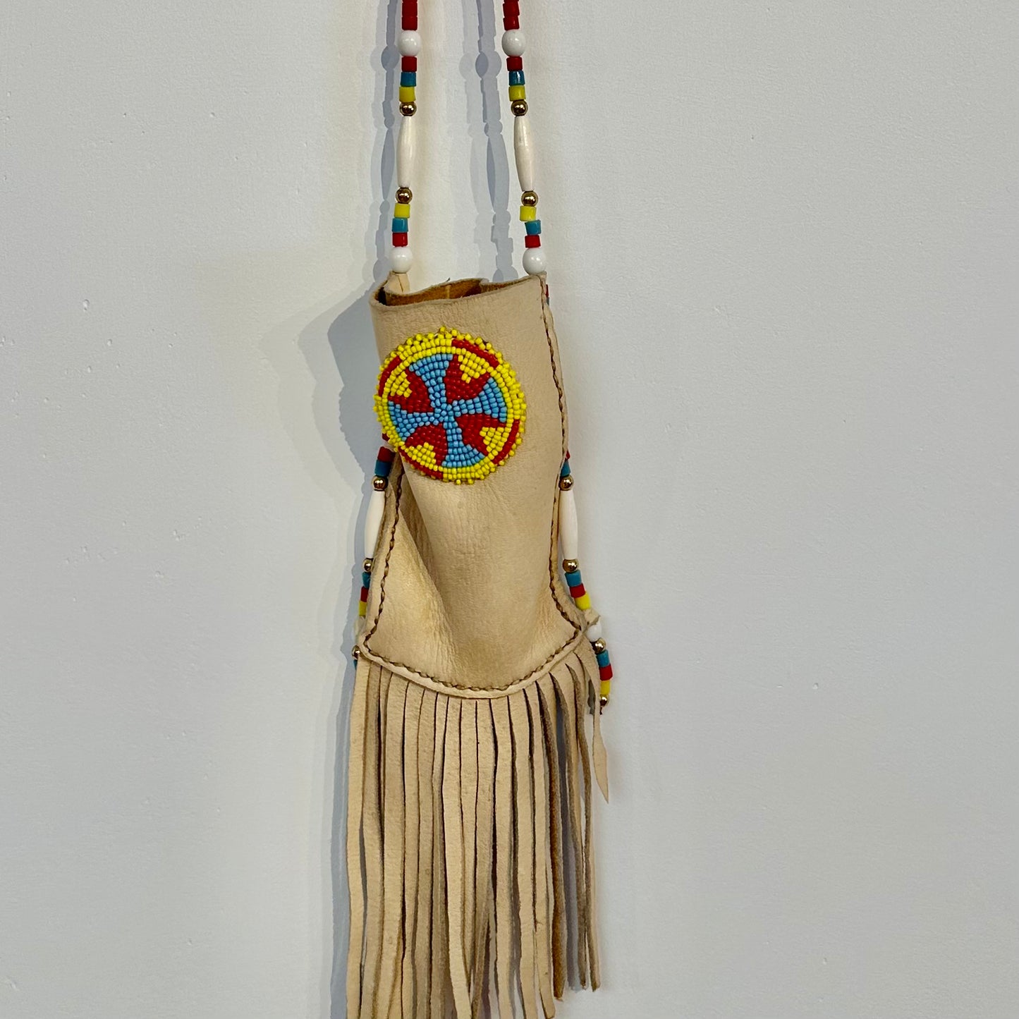 Beaded Leather Pouch