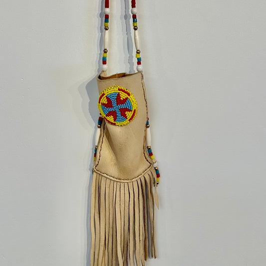 Beaded Leather Pouch